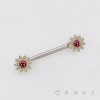 ENAMEL FLOWER ENDS 316L SURGICAL STEEL NIPPLE RING